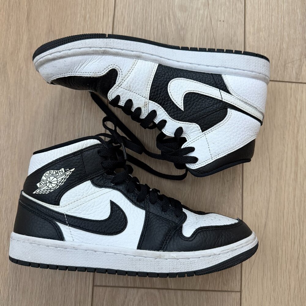 Air Jordan 1 Mid Split Black White Sneakers – Size 8